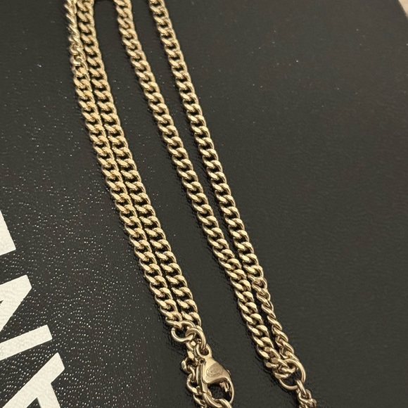 Crystal Pearl CC Heart Drop Necklace Gold White - Picture 9 of 16